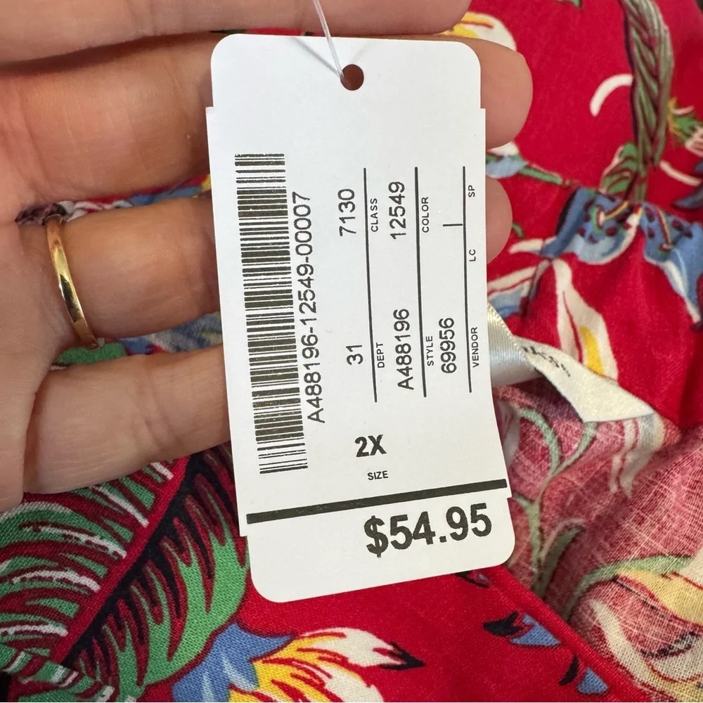 CJ Banks NWT Floral Linen Ruffle Hem Skirt